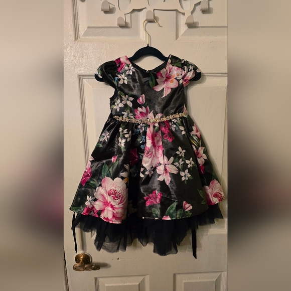 Rare Editions Toddler Girl's Navy Blue Floral Dress Size 3T - Picture 1 of 3